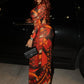 Sexy 2 Piece Set Woman Mesh Patchwork Print o-Neck Full Sleeve Crop Tops+Elastic Waist Skirts Hot Girls Fashion Suits