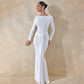 Long Sleeve Draped Front Maxi Dress 2026 Evening Gown White Classy Dresses for Woman Elegant Fall Clothing