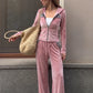 Patchwork 2-Piece Set Women Hooded Zip Full Sleeve Crop Coat+Drawstring Flare Pant Classic Sporty Casual Streetwear