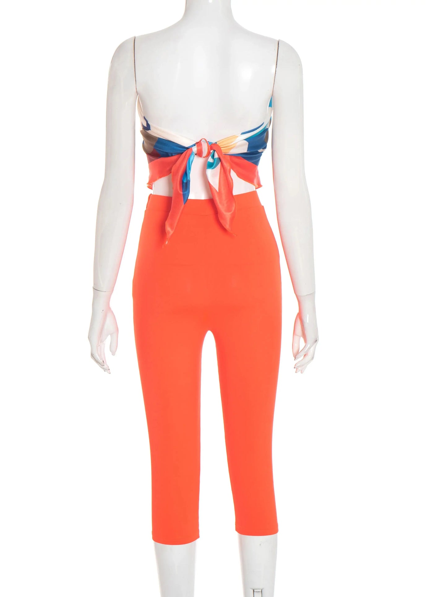 Sexy Hipster Women 2 Piece Set Y2K Strapless Colorful Belly Tops+Bike Shorts Tight Stretch Midnight Clubwear Outfits