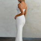 Polka Dot Spaghetti Strap Sexy Maxi Dress Women Gown Elegant White V Neck Sleeveless Backless Bodycon Club Long Dress