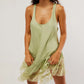 Women's Y2k Spaghetti Strap Lace Mini Dress Sleeveless Scoop Neck Ruffle Flowy Short Dress Lightweight Party Dress