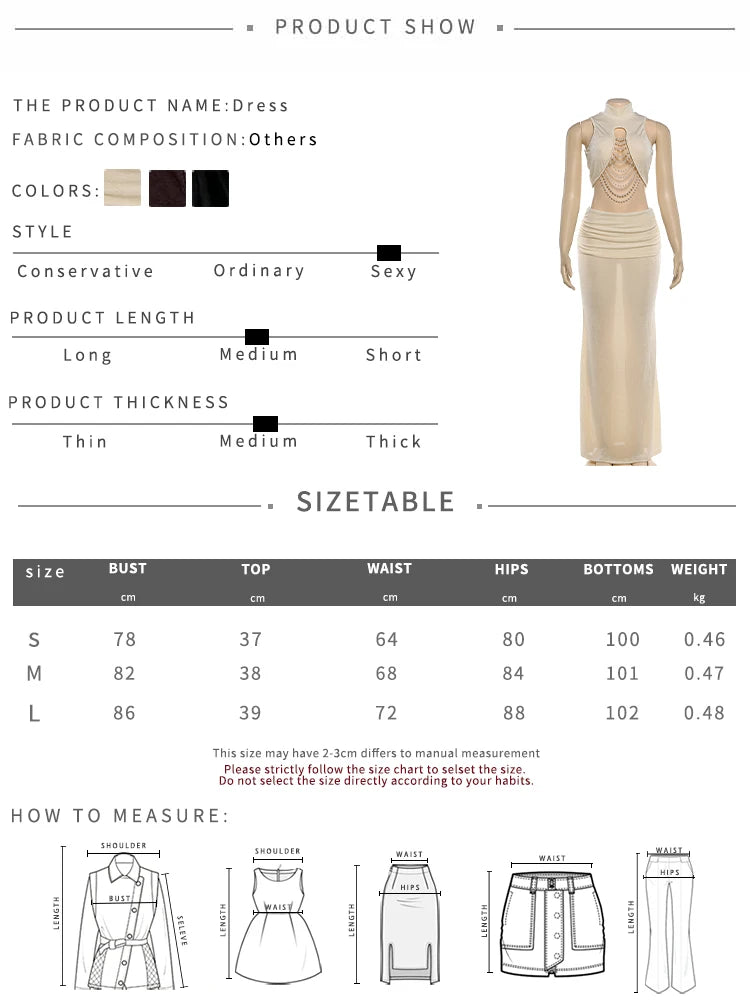 Elegant Banquet 2 Piece Set Women Sexy Bead Patchwork Turtleneck Tank Top+Ruched Mesh Hem Skirts Chic Party Clubwear