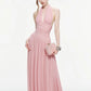 Backless Fashion Draped Maxi Dress Women Halter Bandage Tassel v-Neck Sleeveless Birthday Party Elegant Chic Vestidos