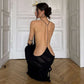 Sexy Women's Sheer Nightdress Backless Spaghetti Strap See Through Stripe Long Dress Sleepwear Lingerie Party Clubwear