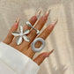 Vintage Gothic Geometric Metal Rings for Women Trend Boho Flower Irregular Circular Couple Ring Wed Jewelry Accessories New