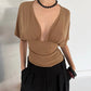 Deep V Neck Short Sleeve Crop Tops for Woman Summer Clothes 2026 Fashion Sexy T Shirts