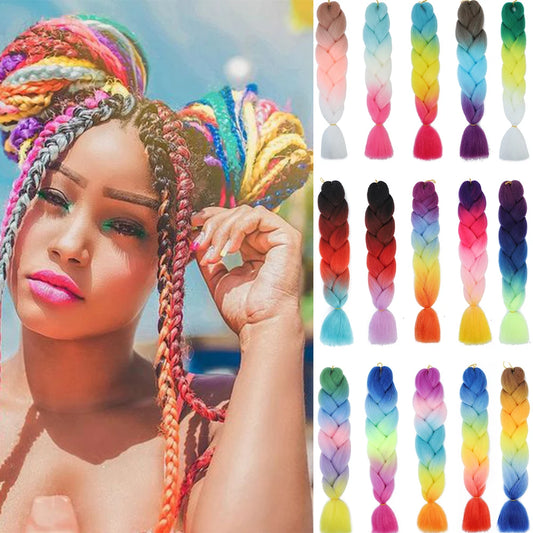 Synthetic Jumbo Braiding Hair Extension 24 Inch Heat Resistant Fiber In Bulk Ombre Jumbo Braids Hair For Black Women