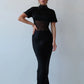 Turtleneck Short Sleeve Sexy Maxi Dress Women Gown Elegant Patchwork Mesh Sheer Backless Bodycon Club Party Long Dress
