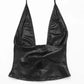 Fashion 2 Piece Set Women Hottie Wild Leather Sexy Halter Bandages Backless Tank Top+Capri Pants High Street Club Suits