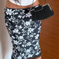 Back Slit Tassel Skirt Women Floral Print Elastic Waist Elegant Office Style Daily Summer Fashion Party Chic Streetwear
