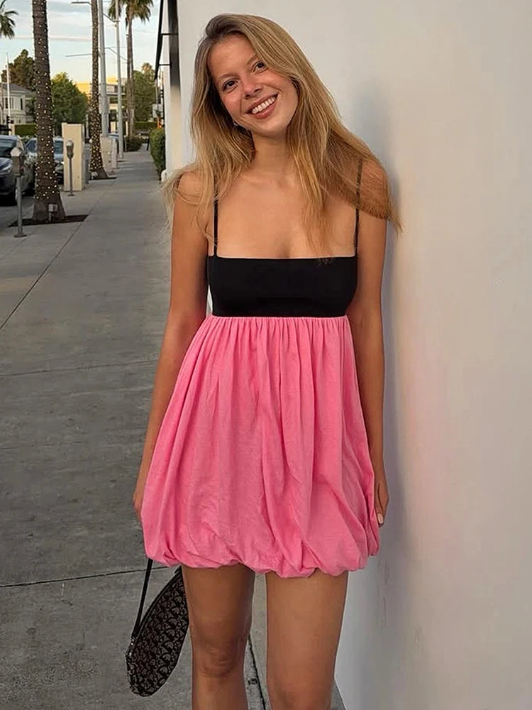 Patchwork Draped Dress Women Low-Neck 2026 Summer New Trend Sweet Party High Street Sexy Midnight Chic Mini Bodycon