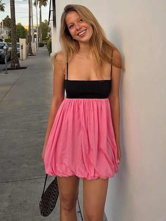 Patchwork Draped Dress Women Low-Neck 2026 Summer New Trend Sweet Party High Street Sexy Midnight Chic Mini Bodycon