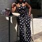 Sexy Fashion 2 Piece Set Woman Polka Dot Print Halter Backless Tank Tops+Elastic Waist Pants High Street Style Suits