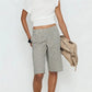 Vintage Plaid Check Bermuda Shorts Elastic Waist Loose Knee Length Trousers For Women Casual Summer Streetwear DailyWear