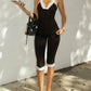Trend Lace Patchwork Romper Women Fashion Backless Halter Sleeveless Stretch Skinny Simple Street Sporty Playsuits