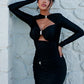 Elegant Hollow Out Long Sleeve Sexy Maxi Dress For Women Solid Color Slim Fit Cut Out Club Party Long Dress New