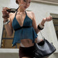 Irregular Hem Camisole Women Halter v-Neck Bandage Backless Sexy Midnight Hottie Hip-Hop Style Fashion Summer Tops