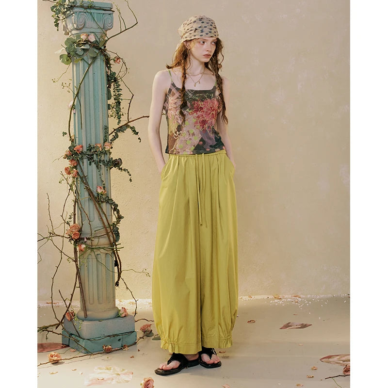 Women's Y2K Cami Top with Fairy Floral Print, Vintage Grunge Spaghetti Strap Camisole, Retro Aesthetic Sleeveless Top