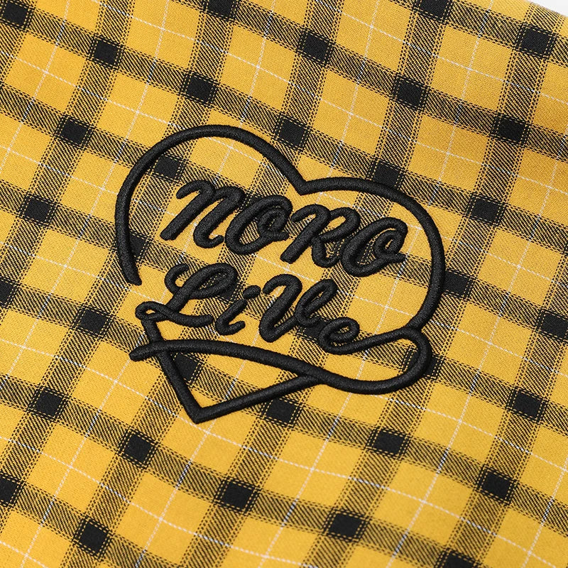 Retro Plaid Crossbody Bag with Heart Letter Embroidery, Large Capacity Tote for Women, Preppy School Messenger Bag