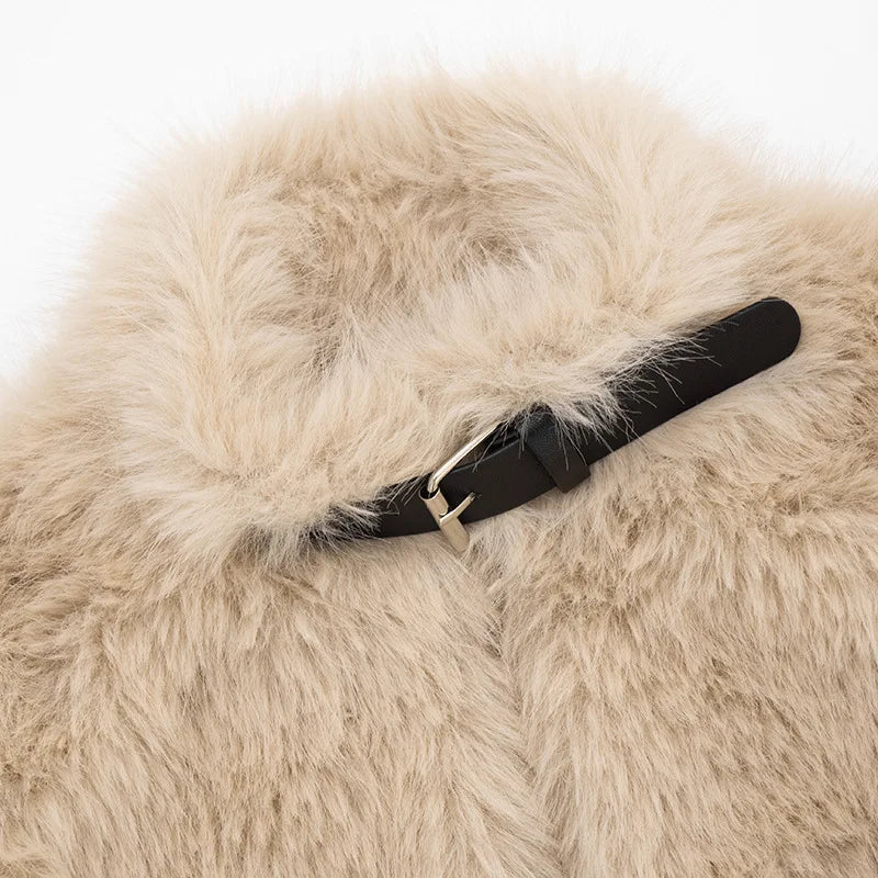 Fluffy Faux Fur Cropped Jacket Coat Woman Clothes Winter Streetwear Fashion Vest Top