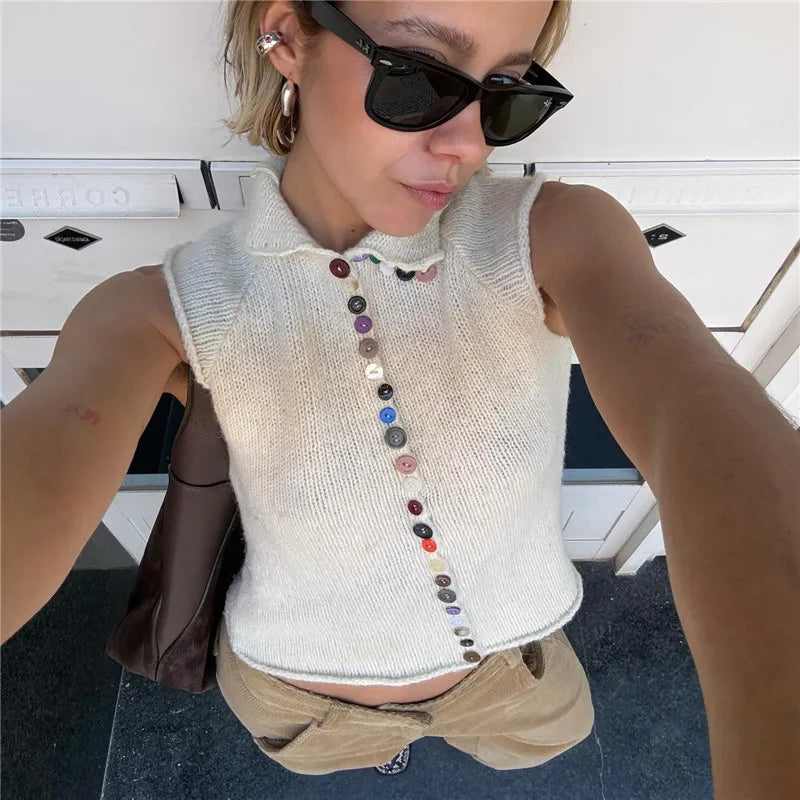 Women's Slim Fit Lightweight Sweater Shirt Elegant Colorful Button Down Short Sleeve Mock Neck Knit Cardigan Streetwear
