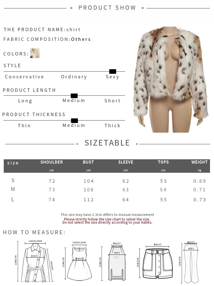 Hipster Furs Leopard Luxury Jacket Women Warm Winter Full Sleeve Streetwear Wild Hipster Midnight Open Collar Chic Coat