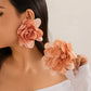 Exaggerated Big Silks Satins Flower Stud Earrings Women Elegant Petal Fluffy Fabric Pierced Earring Y2K Jewelry Wed Accessories