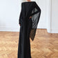 Irregular Mesh Ribbon Design Maxi Dresses Long Sleeve White Black Party Dress Elegant Luxury Evening Gown