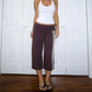 Y2K Vintage Women Low Rise Fold Waist Capri Pants Side Striped Cropped Flare Trousers Casual Going Out Sports Pants