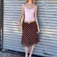 Sweet 2-Piece Set Women v-Neck Solid Camisole+Ribbon Bow Decoration Polka Dot Print Skirt Summer Party Vacation Suit