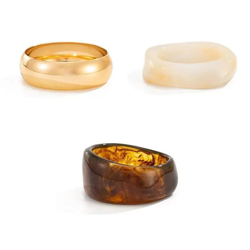 3 Styles Hip Hop Chunky Stacking Resin Bangles for Women Trendy Punk Irregular Geometric Charm Wide Bracelets Jewelry