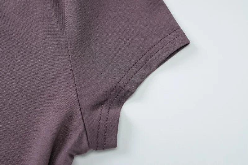 Crew Neck Short Sleeve Crop Tops Solid Color Basic Tight Fitted T Shirts Summer Clothes Woman