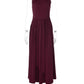 Women Halter Neck Sexy Maxi Dress Sleeveless Ruched Waist Draped Long Dress Elegant Evening Party Wedding Guest Dresses