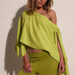 Women's Cape Tops Summer Bohemian Off One Shoulder Solid Color Loose Fit Split Sleeve T Shirts Summer Beach Cover Ups
