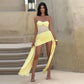 See Through Mesh Spliced Strapless Draped Mini Dresses Sexy Party Club Outfits Evening Dress Woman