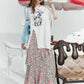 Lavender Oversized Print Ruffle Slit T-Shirt for Women