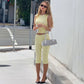 Summer Vacation Women Polka Dot Two Piece Matching Set Sleeveless Cropped Tank Top High Waist Capri Leggings Streetwear