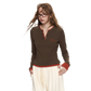 Women's Henley Ringer T-Shirt with Contrast Trim, Long Sleeve Casual Slim Top for Everyday Wear