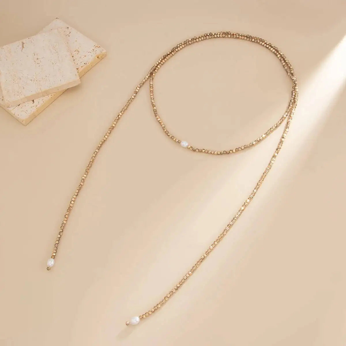 Crystal Bead Chain for Women, Long Pendant Necklace, Retro Multilayer, Stacked Sweater Chain, Jewelry on the Neck, 3 Styles