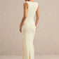 Women Deep V Neck Sleeveless Sexy Maxi Dress Wrap Ruched Bodycon Long Dress Elegant Evening Club Party Formal Gown
