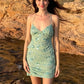 Chic Sequin Patchwork 2 Piece Set Women Sexy Vacation Backless V-Neck Sleeveless Tank Top+Peach Hip Skirt Party Suits