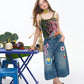 Women's Cropped Cami Top with Patchwork Tropical Leaf Print, Contrast Trim Slim Fit Spaghetti Strap Vest for Summer