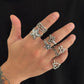7Pcs/Set Gothic Five-Pointed Star Adjustable Open Rings For Men Trendy Punk Love Heart Finger Ring Daily Party Jewelry New