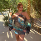 Multi-animal Print Halterneck Mini Dress with Long Flared Sleeves Fashion 2026 Fall Dresses for Women