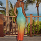 Floral Print Sexy Maxi Dress For Women Spaghetti Strap Sleeveless Backless Bodycon Slipdress Sequins Club Party Dress