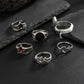 6Pcs New Gothic Snake Open Rings Set for Men Punk Irregular Stars Adjustable Knuckle Ring Halloween Jewelry Accessories