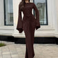 Long Sleeve Draped Ruched Sexy Maxi Dress Women Autumn Winter O Neck High Waist Bodycon Club Party Long Dress Elegant