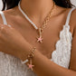2Pcs Boho Punk Starfish OT Buckle Pendant Choker Necklace Bracelet Women Elegant Imitation Pearl Chain Y2K Jewelry Set