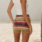 Women's Y2K Sequined Mini Skirts Fashion Low Waist Rainbow Color Tassel Hem Slim Fit Skirts Short Night Club Dress